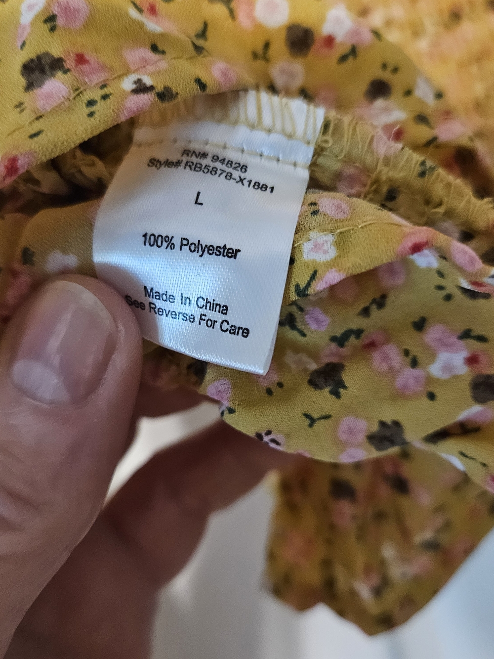 No Frills Women's Mustard Floral Smocked Peasant Crop Top - Picture 9 of 9